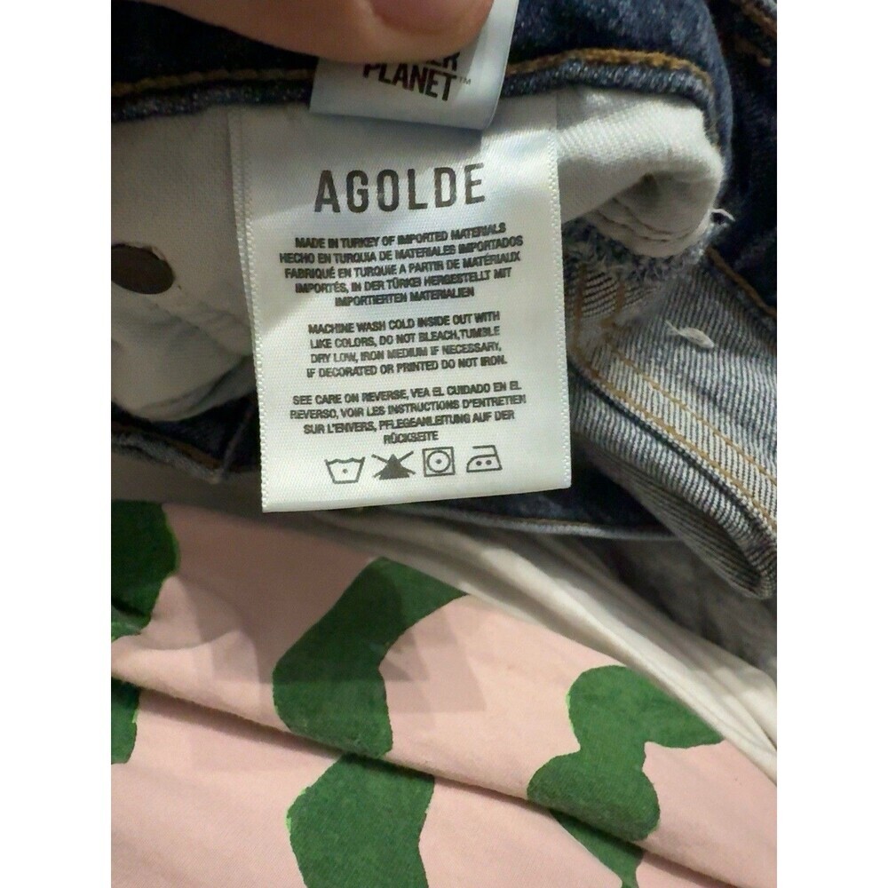 AGOLDE Ren In Chord High Rise Relaxed Fit Wide Leg Raw Hem Denim Jeans Women 26 - Picture 4 of 8